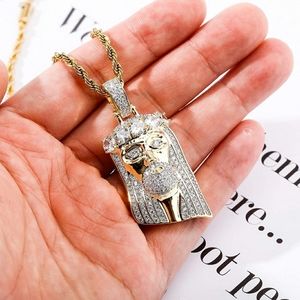 Mens 14K Gold Plated Jesus Piece Necklace & Charm